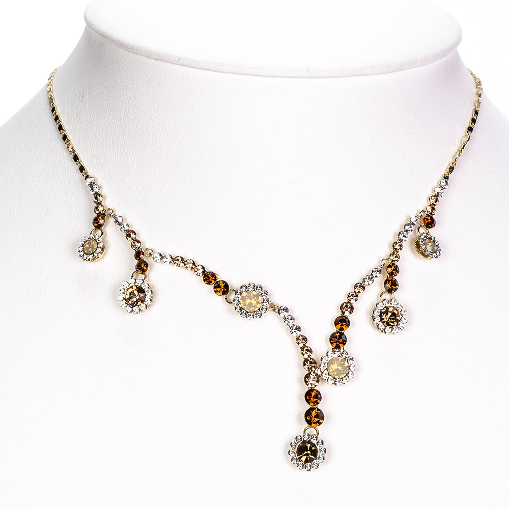 Pozlacená Slitinová Sada s Skleněná Perla a Bílým Emporia® Křišťálem ( Náhrdelník+Náušnice ) 2 