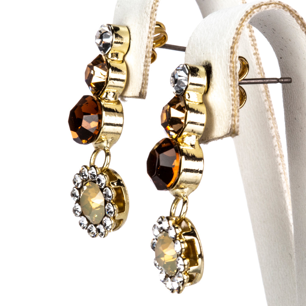 Pozlacená Slitinová Sada s Skleněná Perla a Bílým Emporia® Křišťálem ( Náhrdelník+Náušnice )