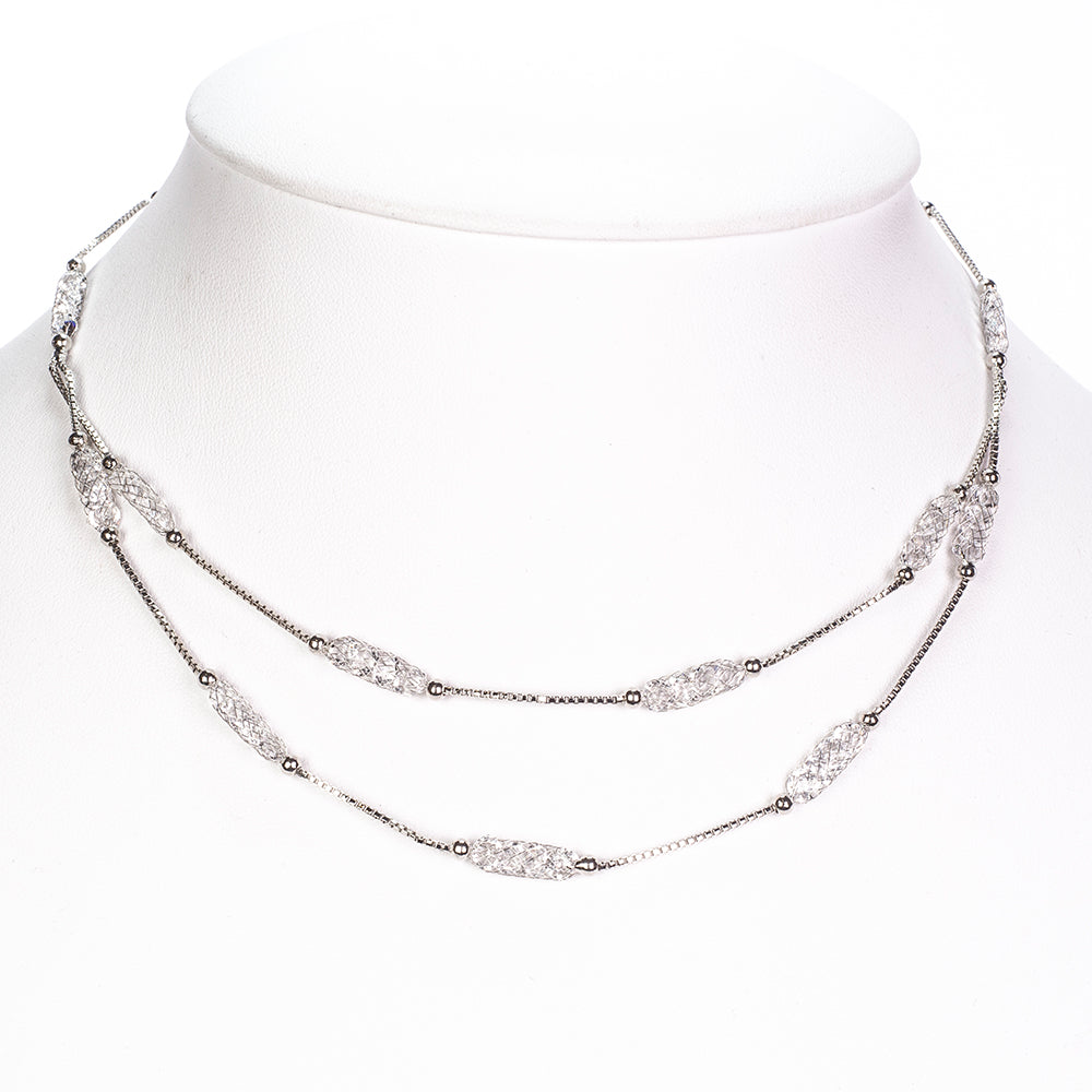 Pozlacená Slitinová Sada s Bílým Emporia® Křišťálem ( Náhrdelník+Náušnice )