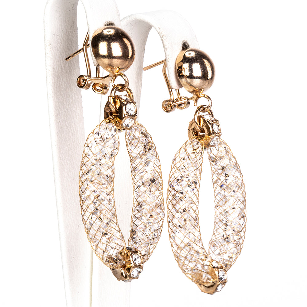 Pozlacená slitina - Sada s Bílým Emporia® Křišťálem ( Náhrdelník+Náušnice+Náramek )