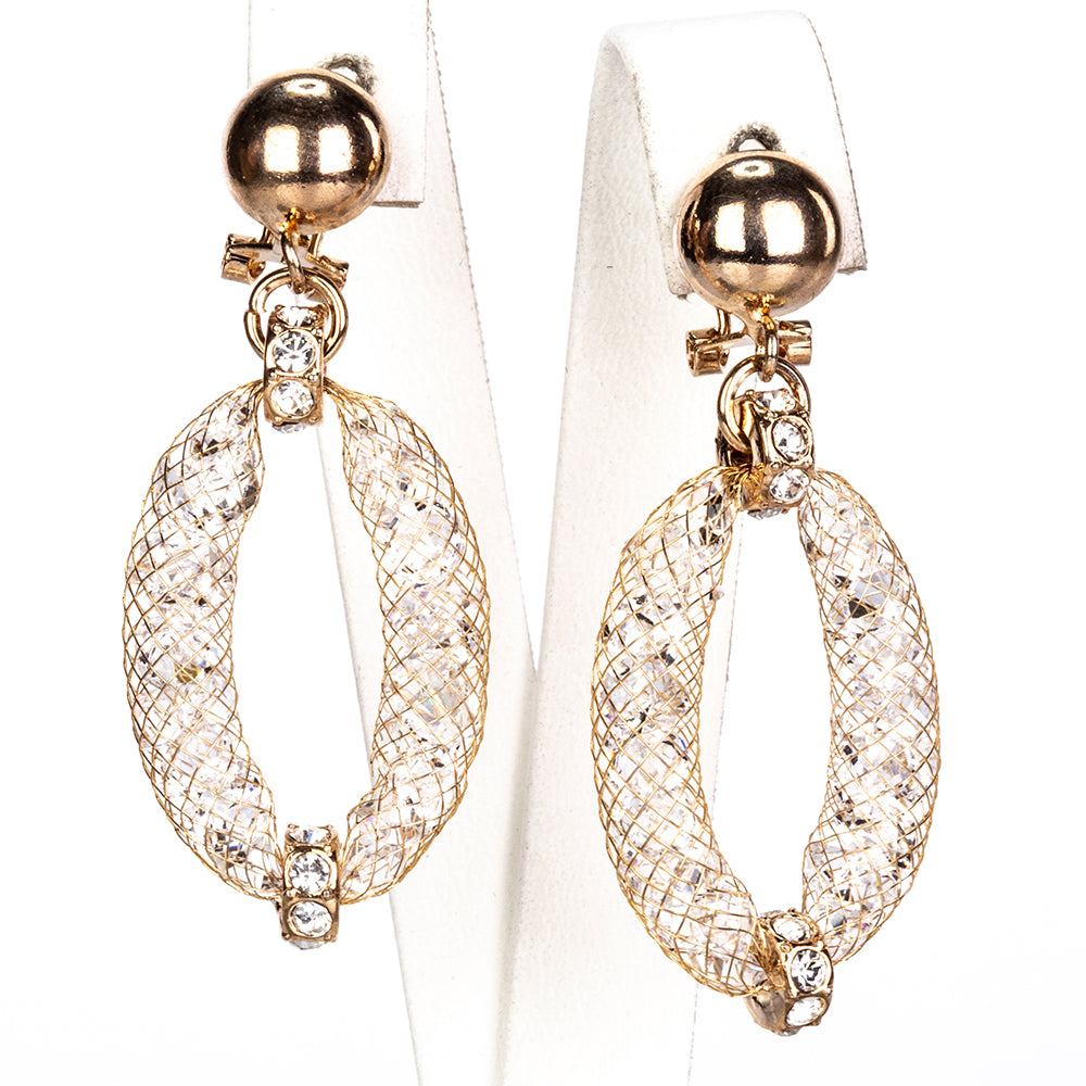 Pozlacená slitina - Sada s Bílým Emporia® Křišťálem ( Náhrdelník+Náušnice+Náramek ) 5 