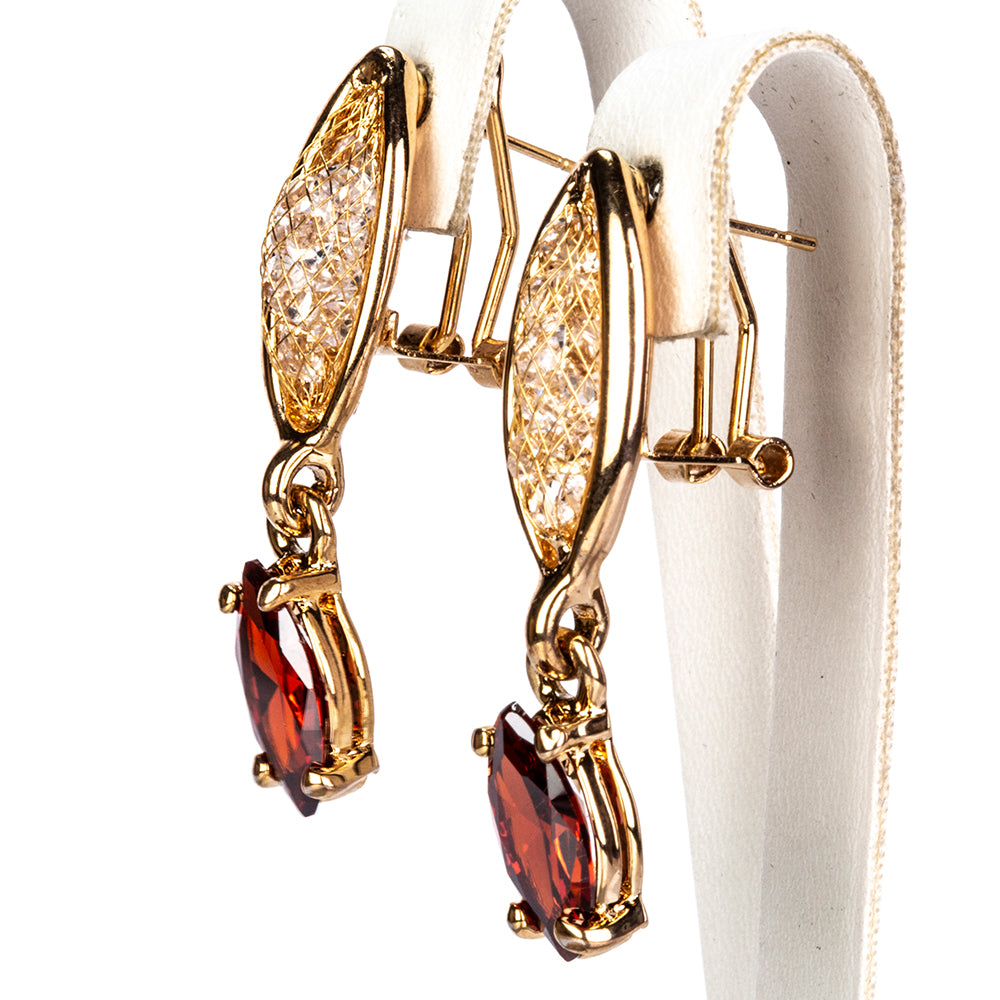 Pozlacená Slitinová Sada s Červeným Emporia® Křišťálem ( Náhrdelník+Náušnice ) 3 