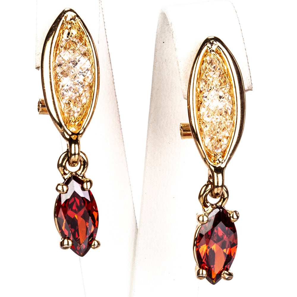 Pozlacená Slitinová Sada s Červeným Emporia® Křišťálem ( Náhrdelník+Náušnice ) 4 