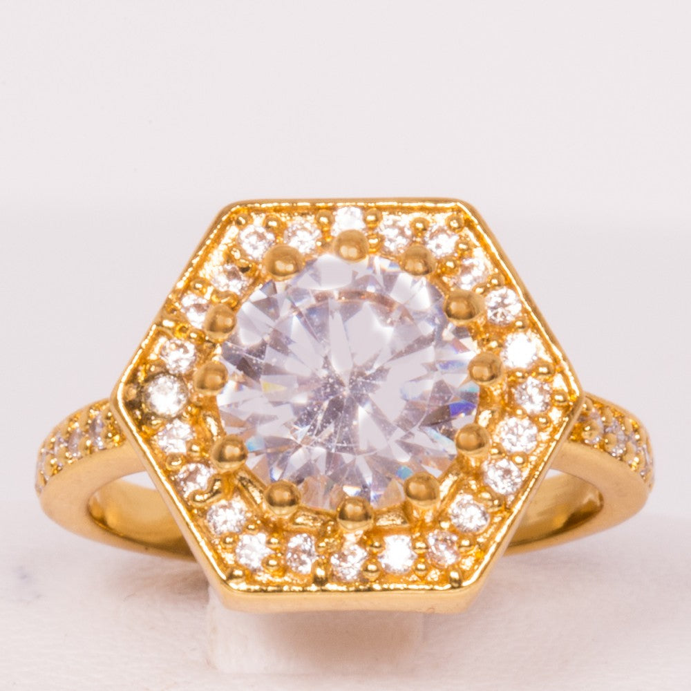 Pozlacený Slitinový Prsten s Bílým Emporia® Křišťálem ( Prsten ) 1 