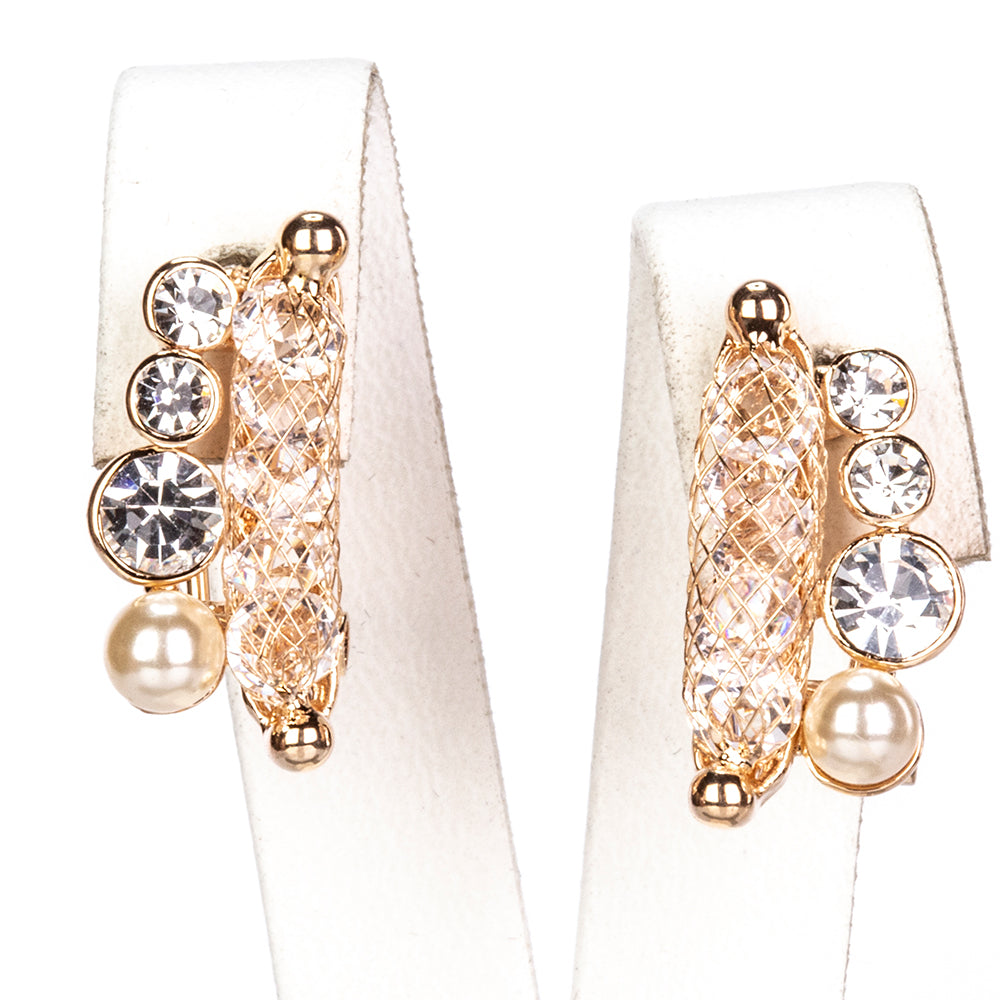 Pozlacená Slitinová Sada s Bílým Emporia® Křišťálem ( Náhrdelník+Náušnice+Náramek ) 5 