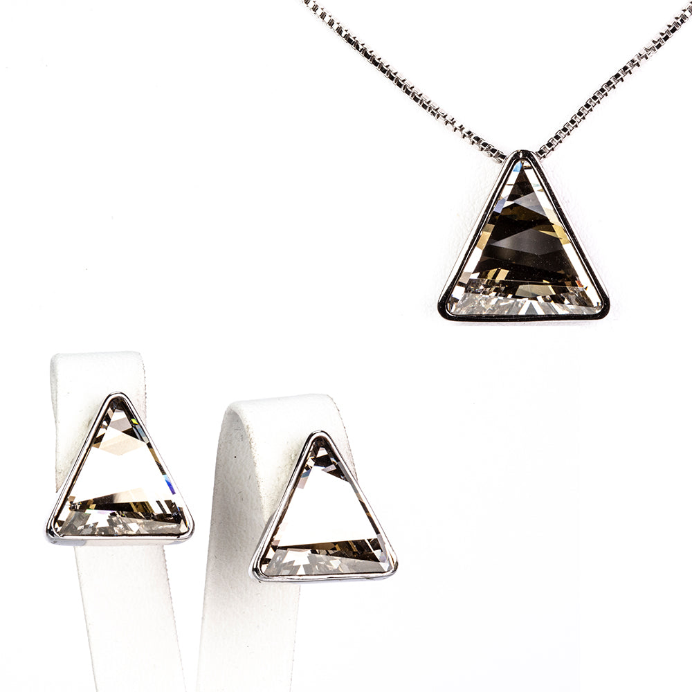 Pozlacená Slitinová Sada s Černým Emporia® Křišťálem ( Náušnice+Přívěsek ) 1 