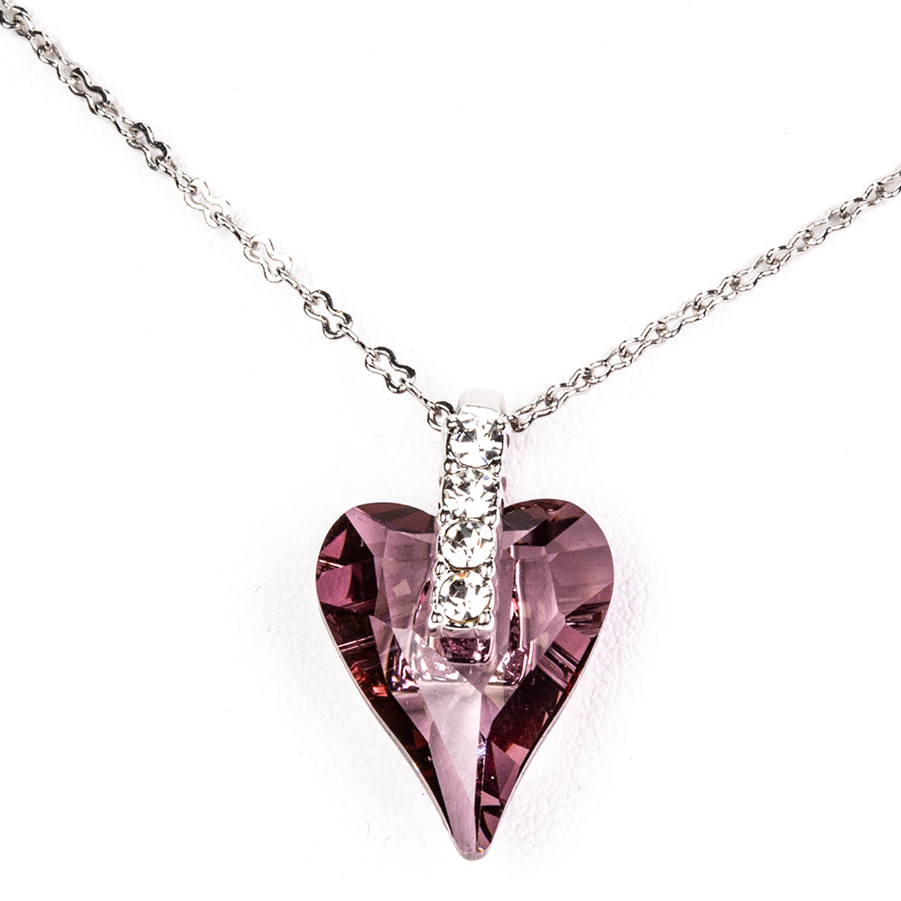 Pozlacená Slitinová Sada s Fialovým Emporia® Křišťálem ( Náušnice+Přívěsek ) 2 