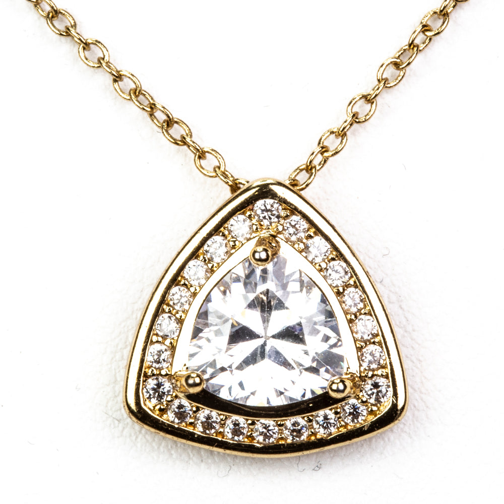 Pozlacená Slitinová Sada s Bílým Emporia® Křišťálem ( Náhrdelník+Náušnice+Prsten ) 2 