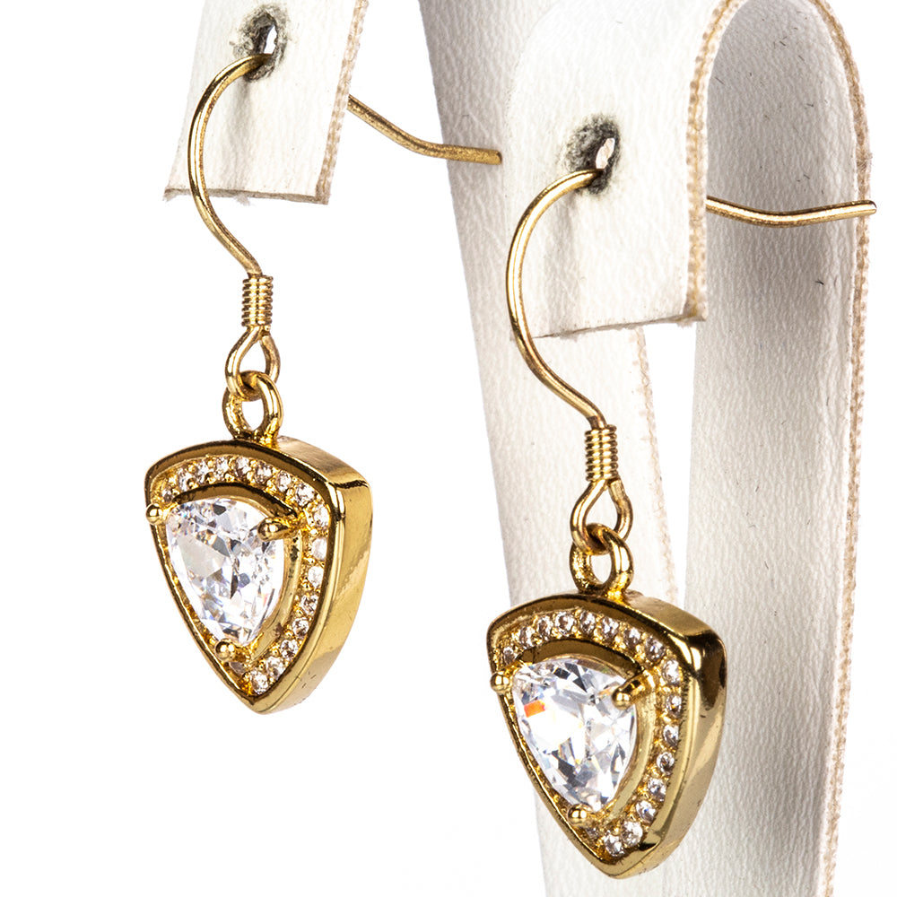 Pozlacená Slitinová Sada s Bílým Emporia® Křišťálem ( Náhrdelník+Náušnice+Prsten ) 3 