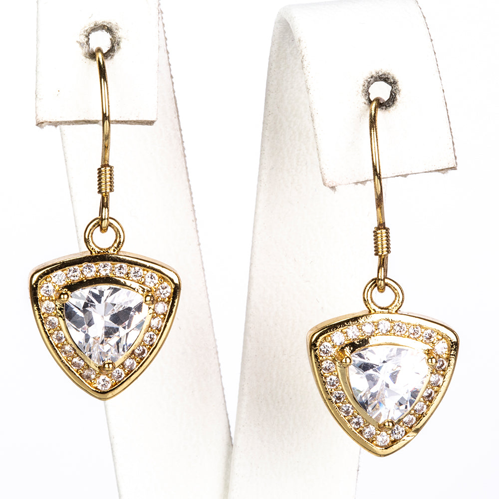 Pozlacená Slitinová Sada s Bílým Emporia® Křišťálem ( Náhrdelník+Náušnice+Prsten )