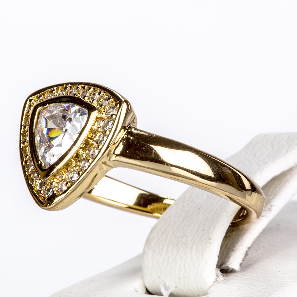 Pozlacená Slitinová Sada s Bílým Emporia® Křišťálem ( Náhrdelník+Náušnice+Prsten ) 5 