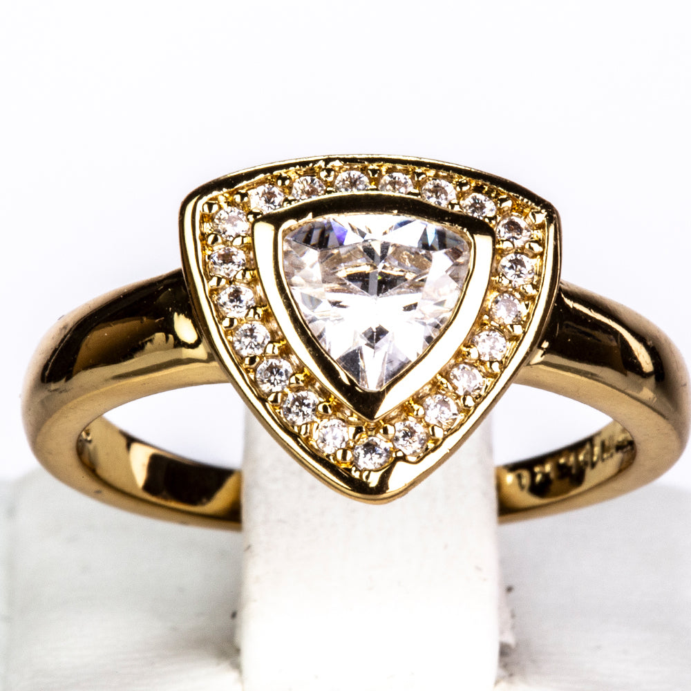 Pozlacená Slitinová Sada s Bílým Emporia® Křišťálem ( Náhrdelník+Náušnice+Prsten ) 6 