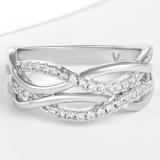 Pozlacená slitina - Prsten s Bílým Emporia® Křišťálem přibližná hmotnost: 10 gramů