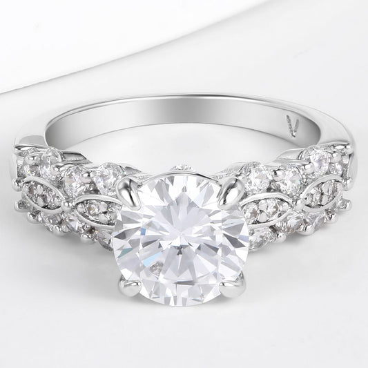 Pozlacená slitina Prsten s Bílým Emporia® Křišťálem přibližná hmotnost: 10 gramů