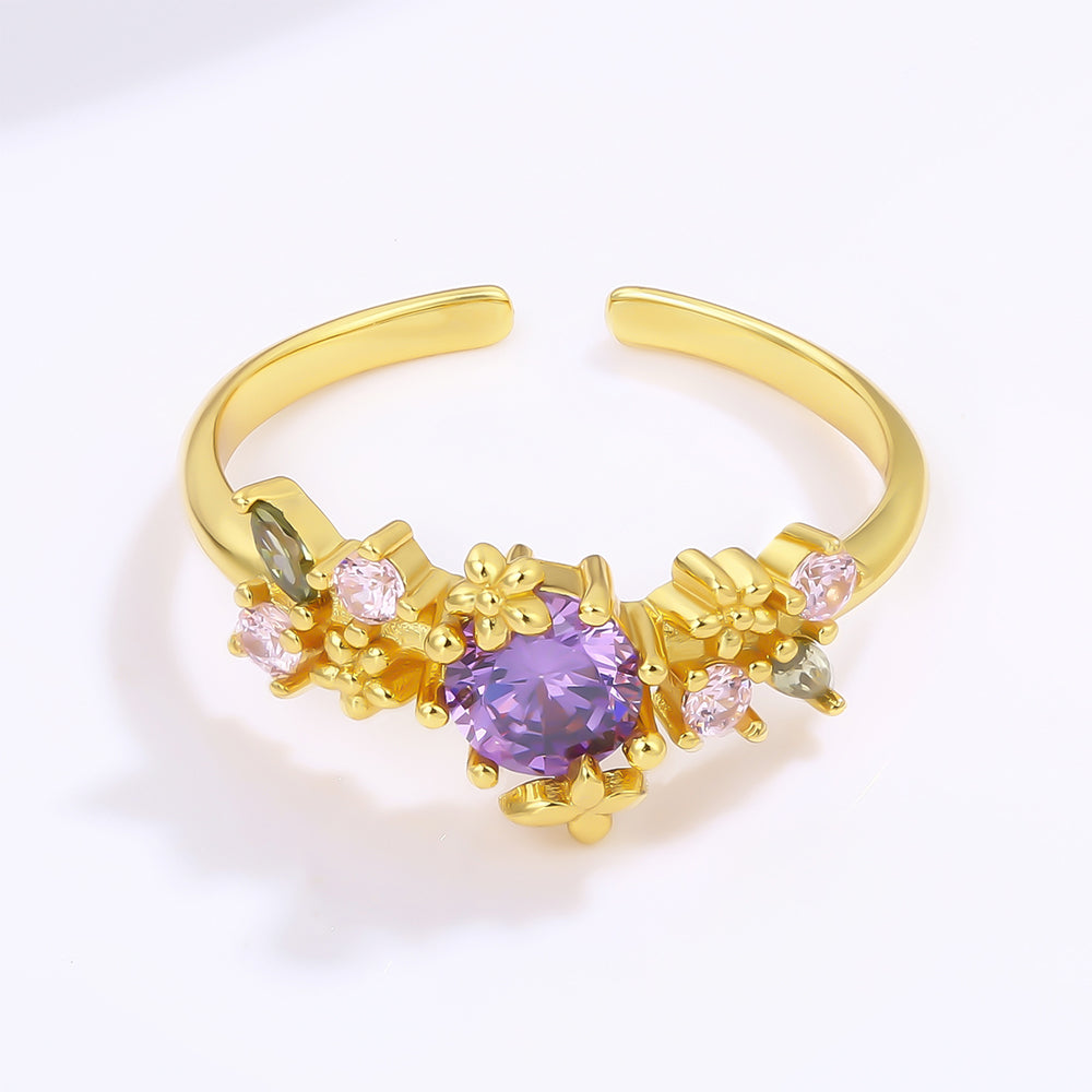 Pozlacená slitina - Prsten s Fialovým Emporia® Křišťálem a Růžovým Emporia® Křišťálem přibližná hmotnost: 10 gramů 1 