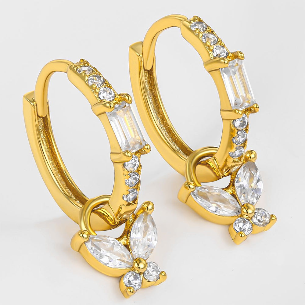 Pozlacená slitina - Náušnice s Bílým Emporia® Křišťálem přibližná hmotnost: 10 gramů 1 