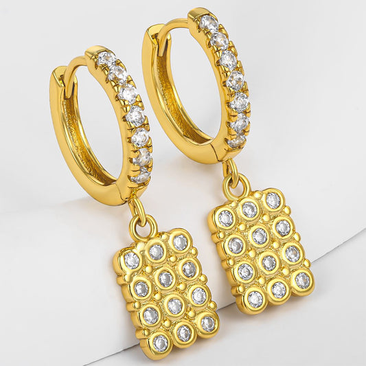 Pozlacená slitina - Náušnice s Bílým Emporia® Křišťálem přibližná hmotnost: 10 gramů