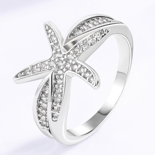 Pozlacená slitina - Prsten s Bílým Emporia® Křišťálem přibližná hmotnost: 10 gramů