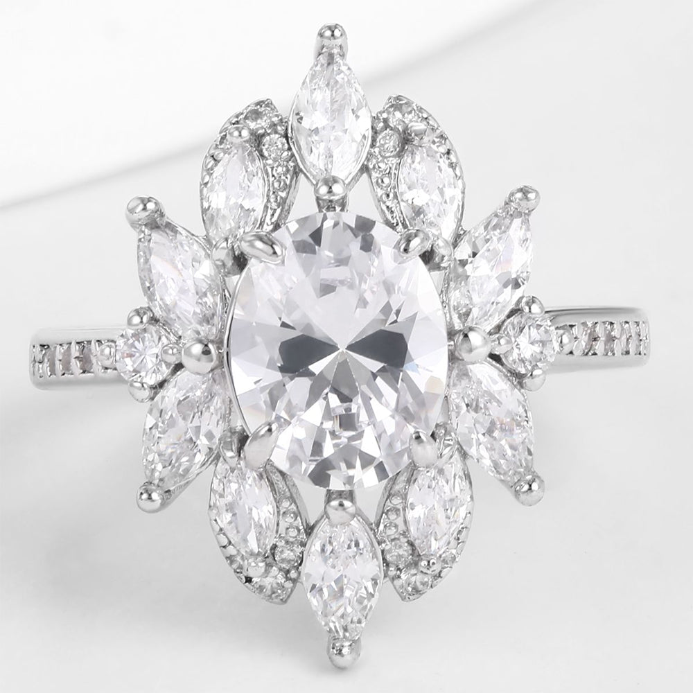 Pozlacená slitina - Prsten s Bílým Emporia® Křišťálem přibližná hmotnost: 10 gramů