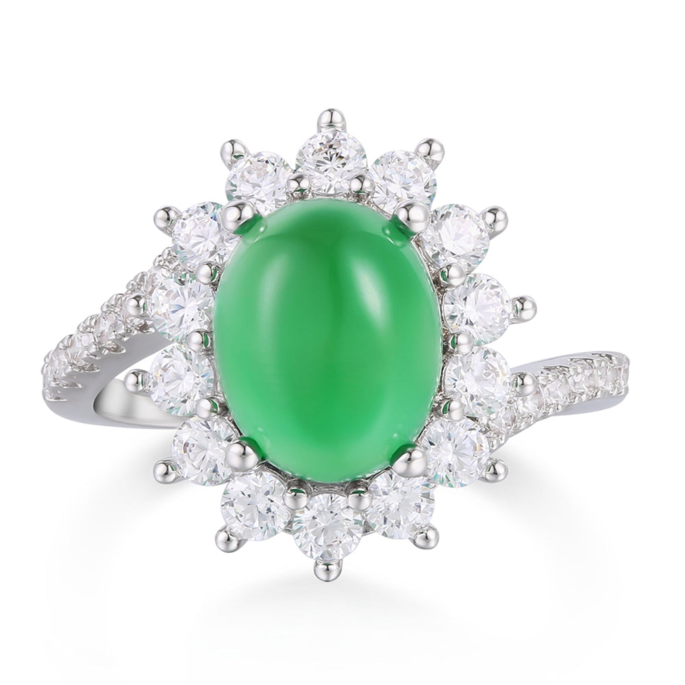 Pozlacená slitina - Prsten se Zeleným Emporia® Křišťálem a Bílým Emporia® Křišťálem přibližná hmotnost: 10 gramů