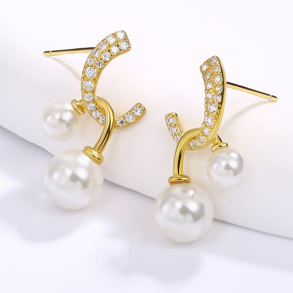 Pozlacená slitina - Náušnice s Bílým Emporia® Křišťálem a se Smaltem přibližná hmotnost: 10 gramů 1 