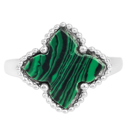 Stříbro 925/1000 - Prsten s Malachitem - Karátové číslo: 2.48. přibližná hmotnost: 2.84 gramů