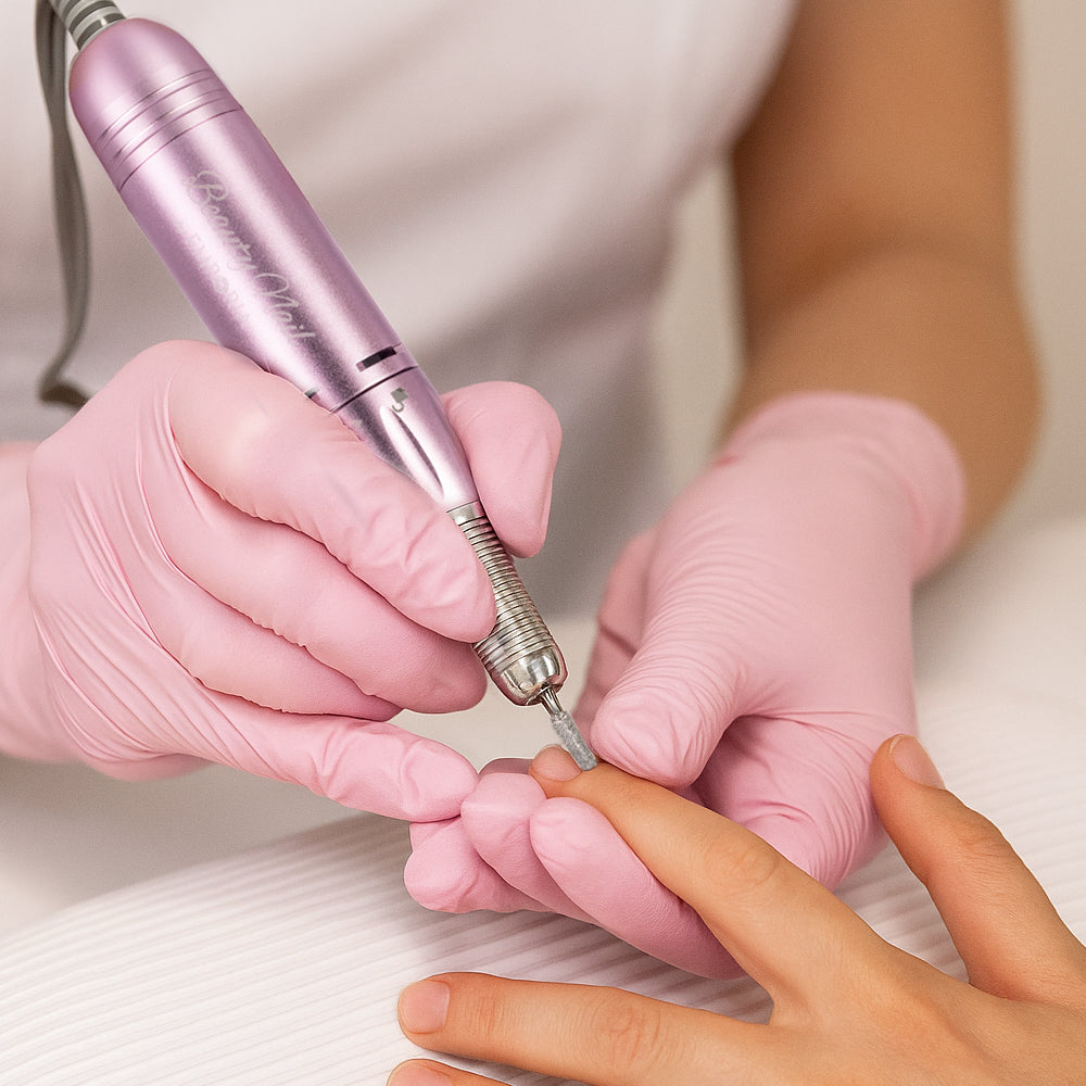 Profesionální pilník na nehty Emporia Beauty Nail s vyměnitelnými hlavicemi – růžový 3 