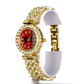 Pozlacený Slitinový Hodinky s Červeným Emporia® Křišťálem a Bílým Emporia® Křišťálem ( Náhrdelník+Náušnice+Náramek )