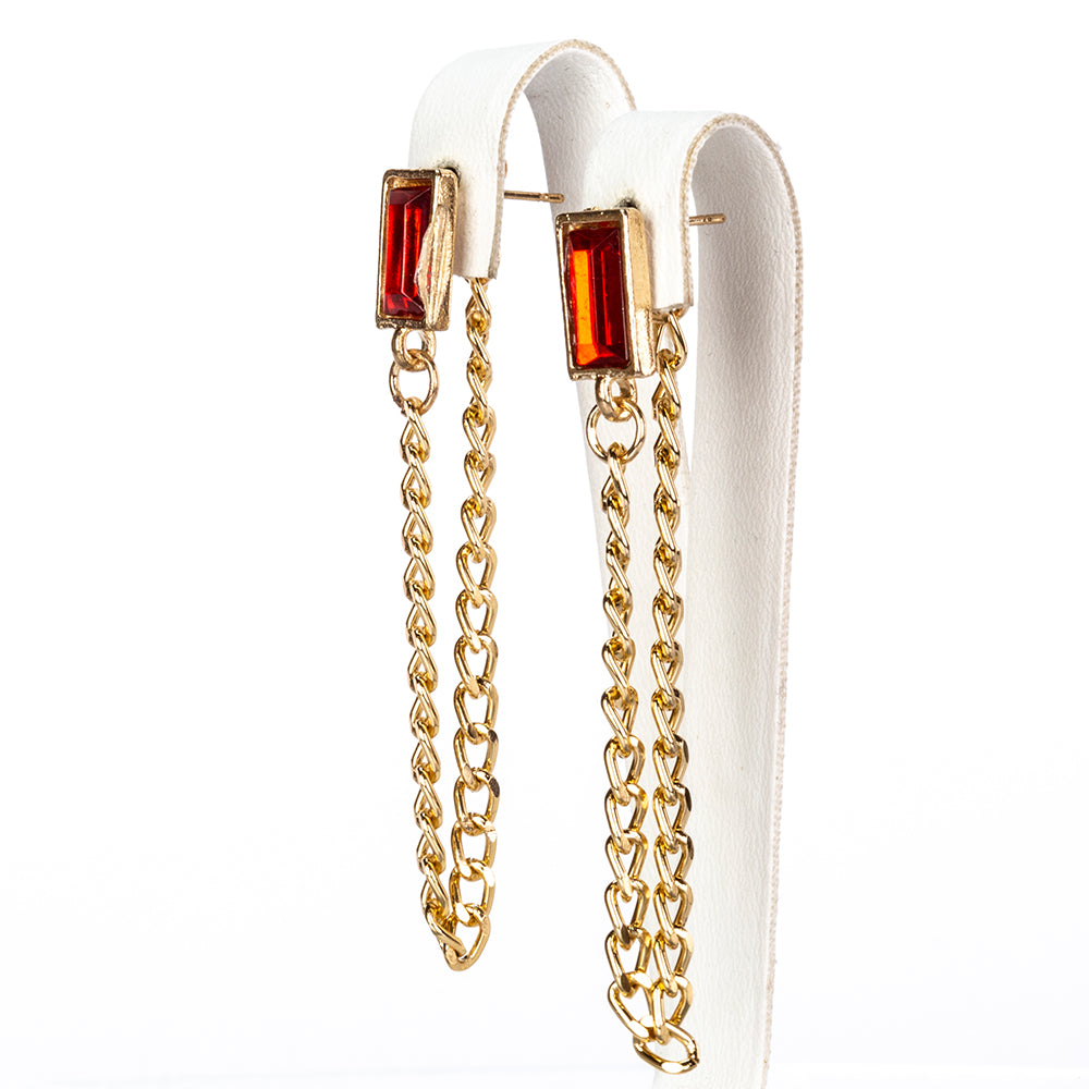 Pozlacený Slitinový Hodinky s Červeným Emporia® Křišťálem a Bílým Emporia® Křišťálem ( Náhrdelník+Náušnice+Náramek )