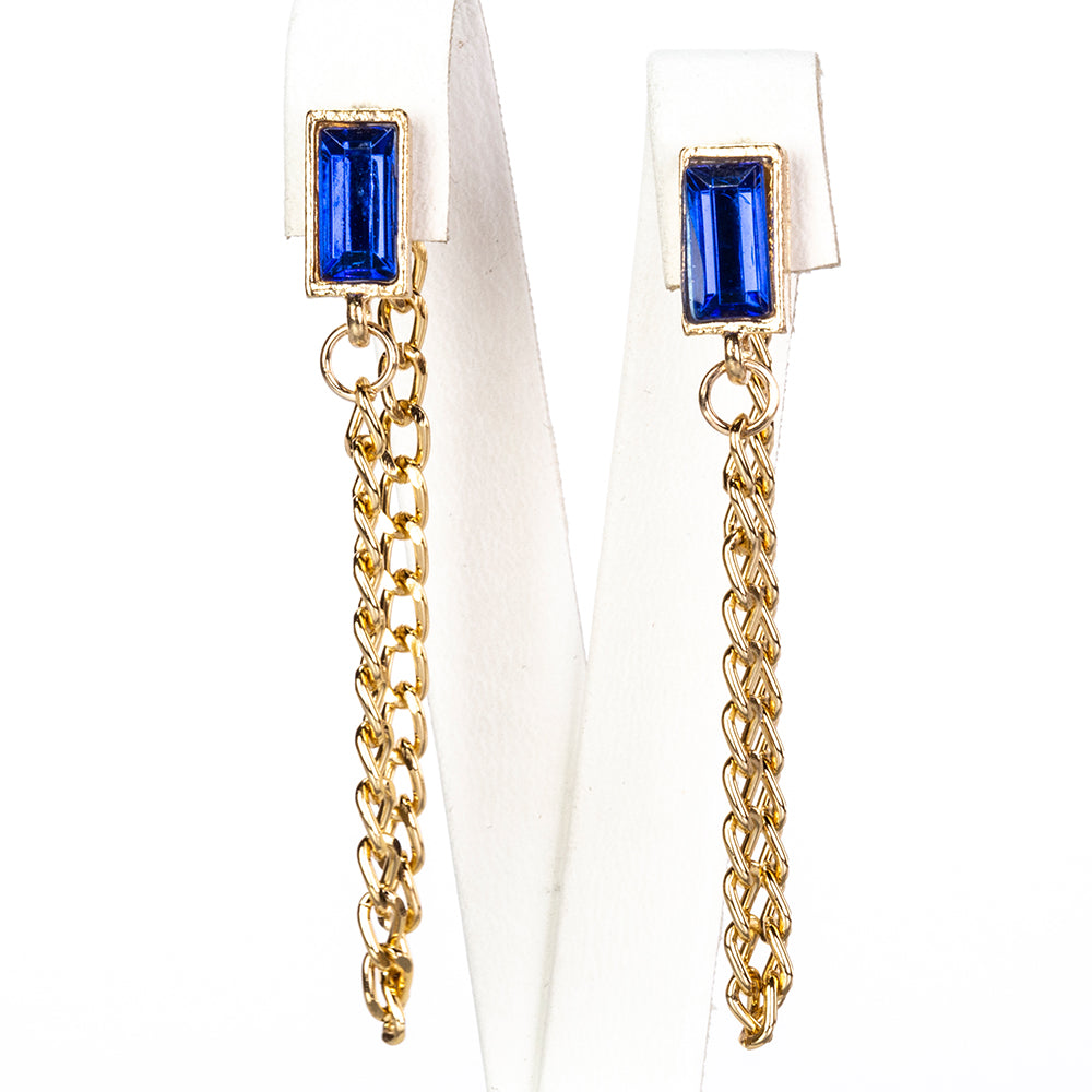 Pozlacený Slitinový Hodinky s Modrým Emporia® Křišťálem a Bílým Emporia® Křišťálem ( Náhrdelník+Náušnice+Náramek )