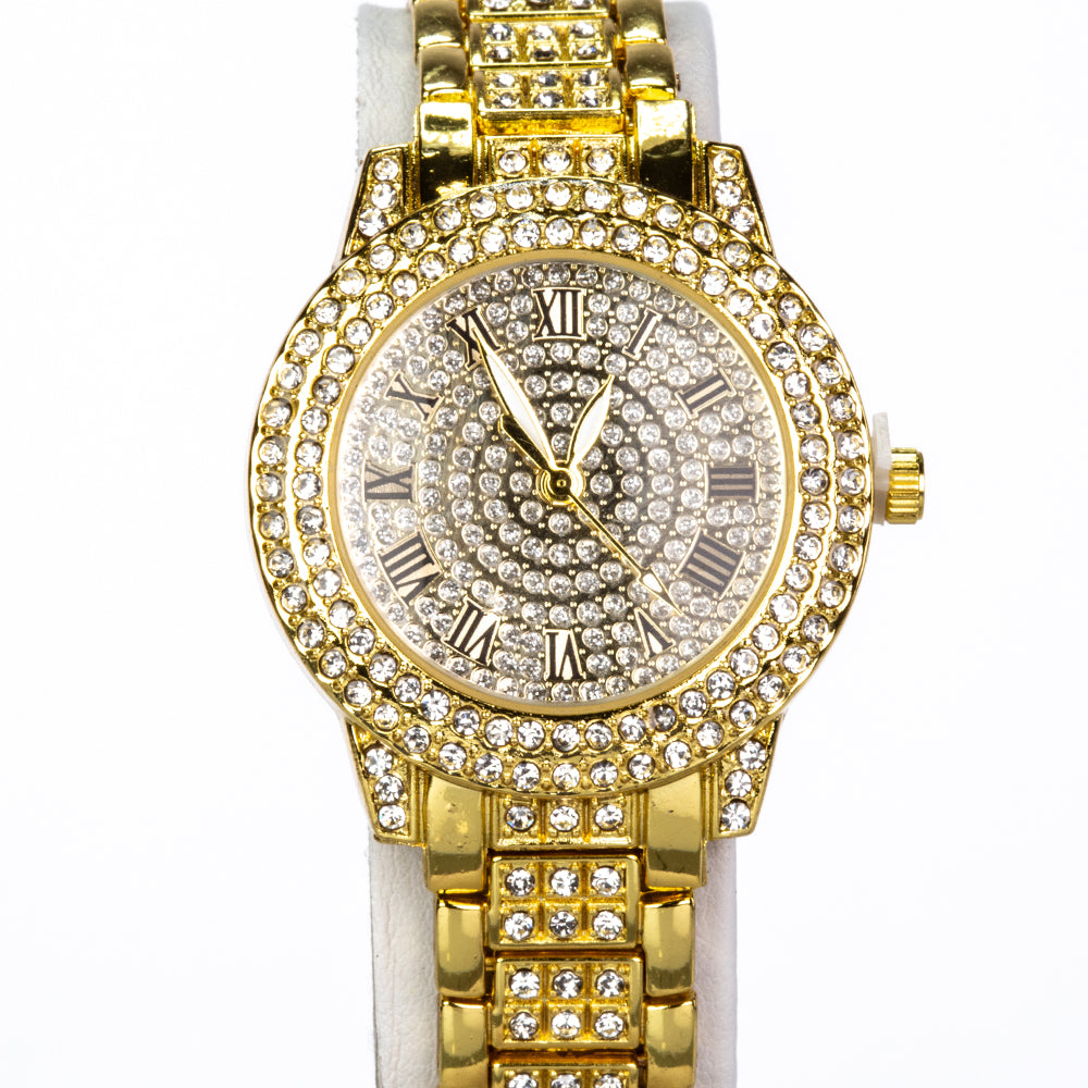 Pozlacený Slitinový Hodinky s Bílým Emporia® Křišťálem ( Náhrdelník+Náušnice+Náramek+Přívěsek ) 5 