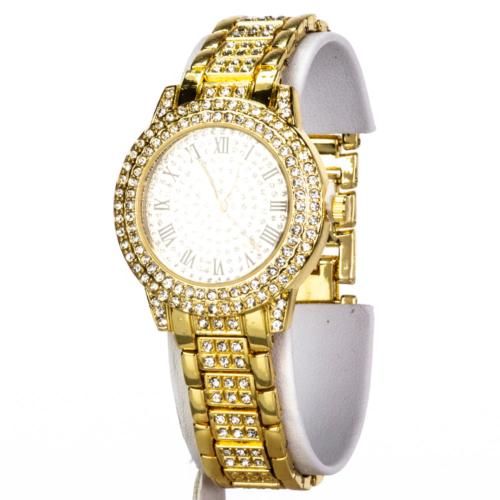 Pozlacený Slitinový Hodinky s Bílým Emporia® Křišťálem ( Náhrdelník+Náušnice+Náramek+Přívěsek ) 8 