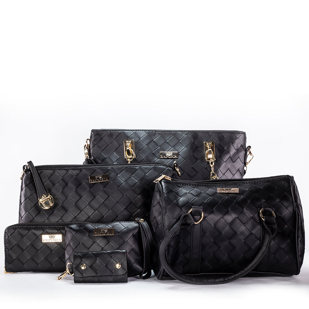 Jarní kolekce Emporia 2025 – „Onyxové zatmění“, 6dílná sada tašek; černý