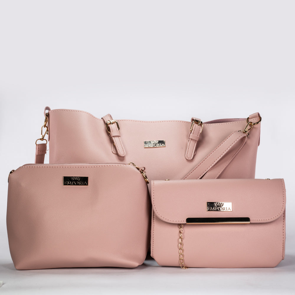 Jarní kolekce Emporia 2025 - "Třešňový květ", 3dílná sada tašek; růžový