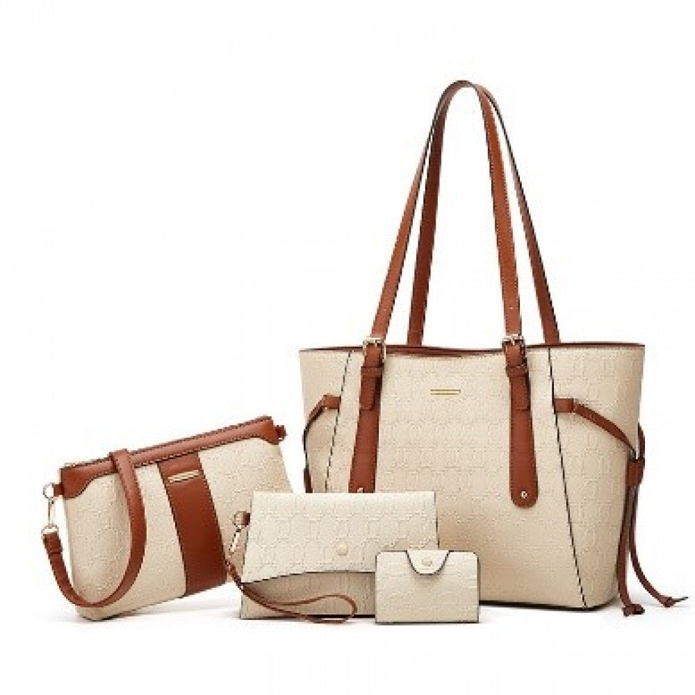 Emporia Spring Collection 2026 "Toffee Lux" bag set, PU leather, 4pcs set, creamy-brown