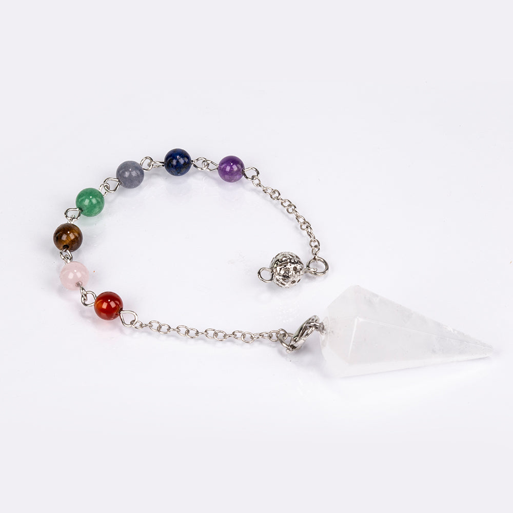 Kyvadlo z drahokamů s Čirým Křemenem a Ametystem 2 