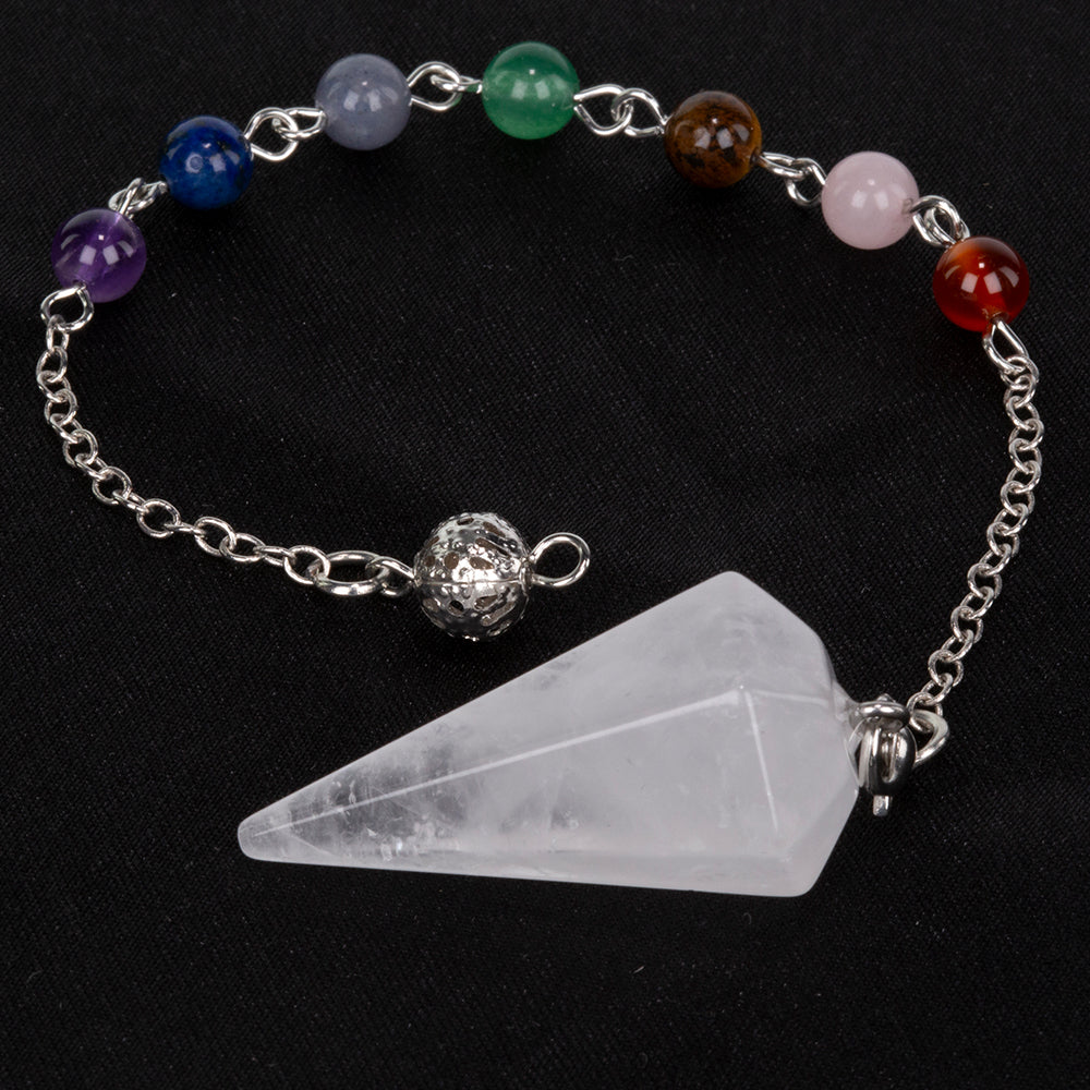 Kyvadlo z drahokamů s Čirým Křemenem a Ametystem 1 