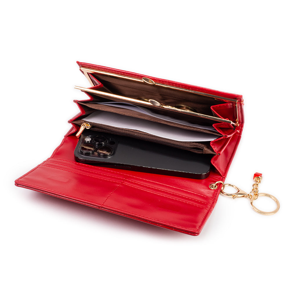Dámská peněženka s klíčenkou, která chrání soukromí, barva: červená a černá 6 