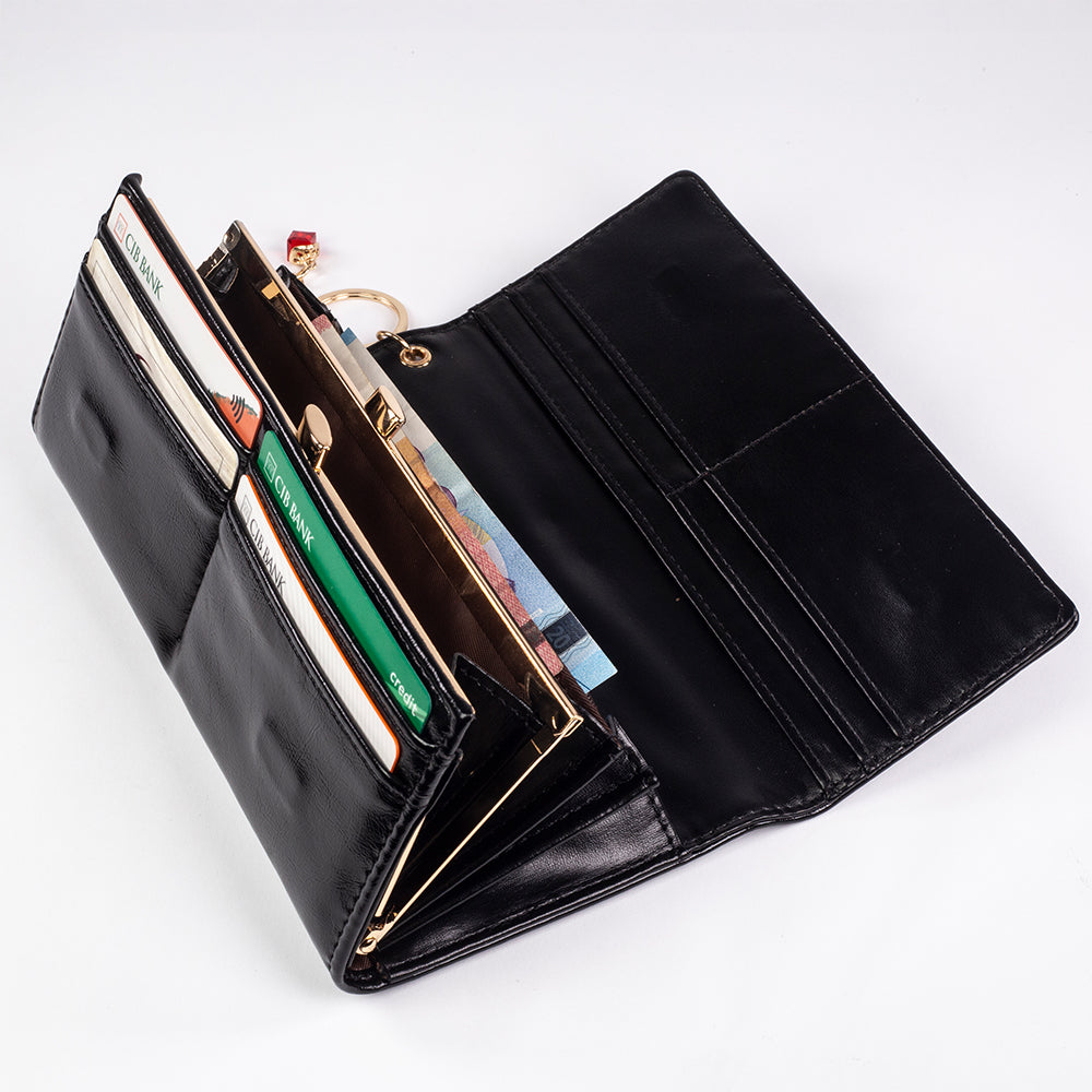 Dámská peněženka s klíčenkou, která chrání soukromí, barva: červená a černá 17 