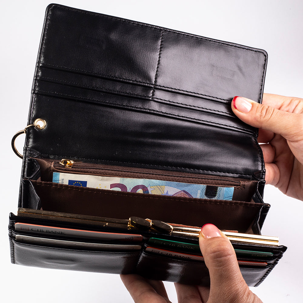 Dámská peněženka s klíčenkou, která chrání soukromí, barva: červená a černá