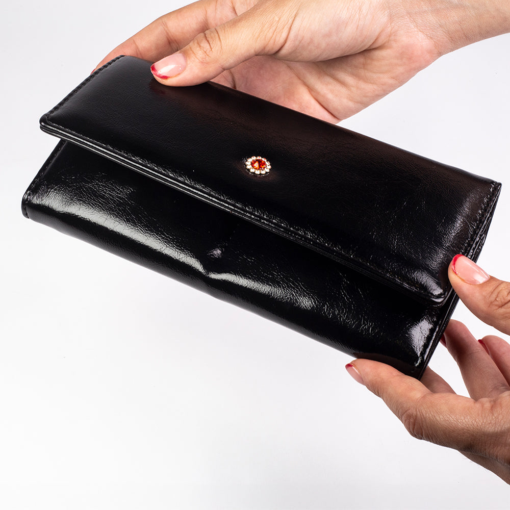 Dámská peněženka s klíčenkou, která chrání soukromí, barva: červená a černá