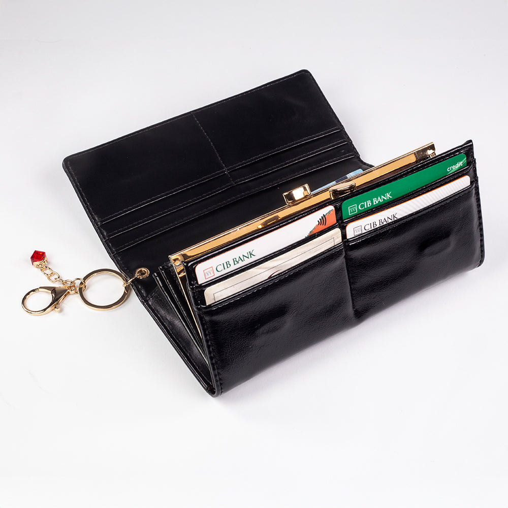 Dámská peněženka s klíčenkou, která chrání soukromí, barva: červená a černá