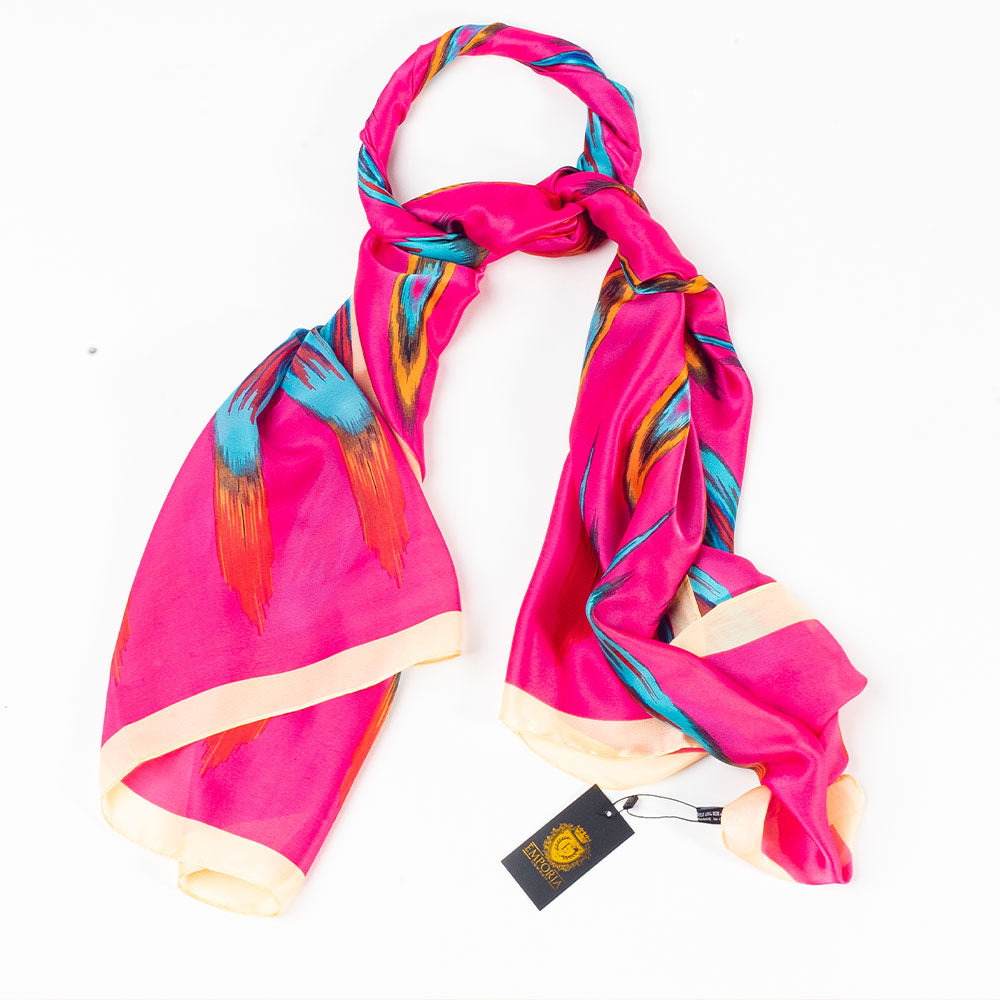 Paví prizma, šála, 85 x 180 cm, Růžová, 100% veganské hedvábí 3 