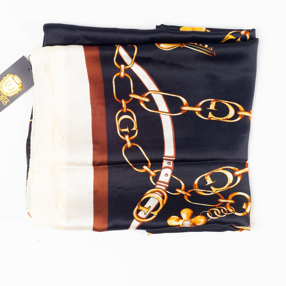 Královské řetězy, šála, 85 x 180 cm, Modrá, 100% veganské hedvábí 1 