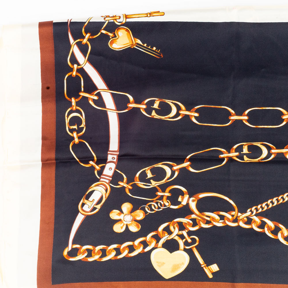 Královské řetězy, šála, 85 x 180 cm, Modrá, 100% veganské hedvábí 3 