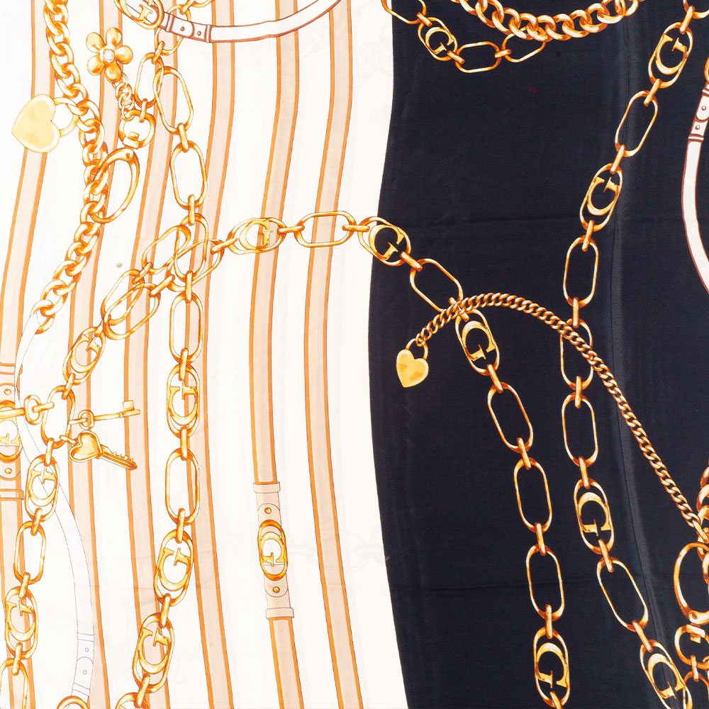 Královské řetězy, šála, 85 x 180 cm, Modrá, 100% veganské hedvábí 5 