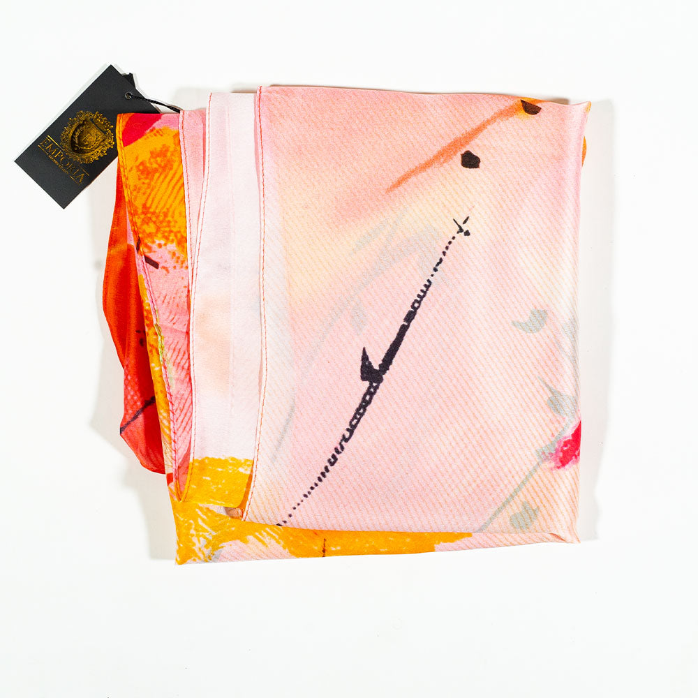 Noční lotus, šála, 85 x 180 cm, Oranžová, 100% veganské hedvábí