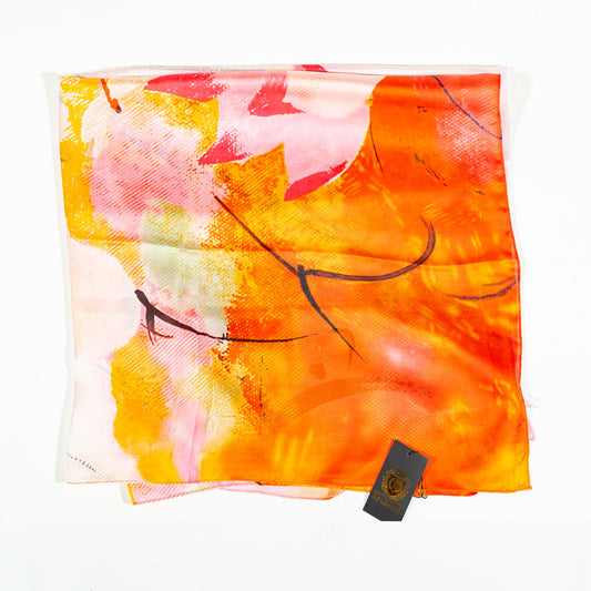 Noční lotus, šála, 85 x 180 cm, Oranžová, 100% veganské hedvábí