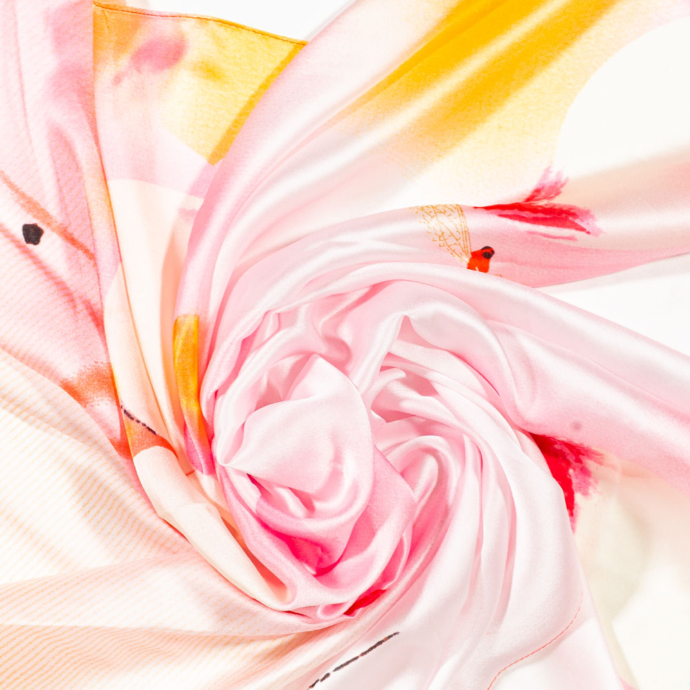 Noční lotus, šála, 85 x 180 cm, Oranžová, 100% veganské hedvábí 4 