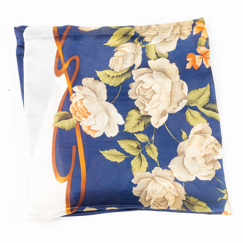 Plátno a květy, šála, 85 x 180 cm, Modrá, 100% veganské hedvábí 1 